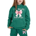 thumbnail image 2 of Toddler Outfits for Girls Sets Winter Hoodie Joggers Comfy Casual Kids Print Cute Girls' Fall Clothing Sets Dark Green Size 4-5T, 2 of 3