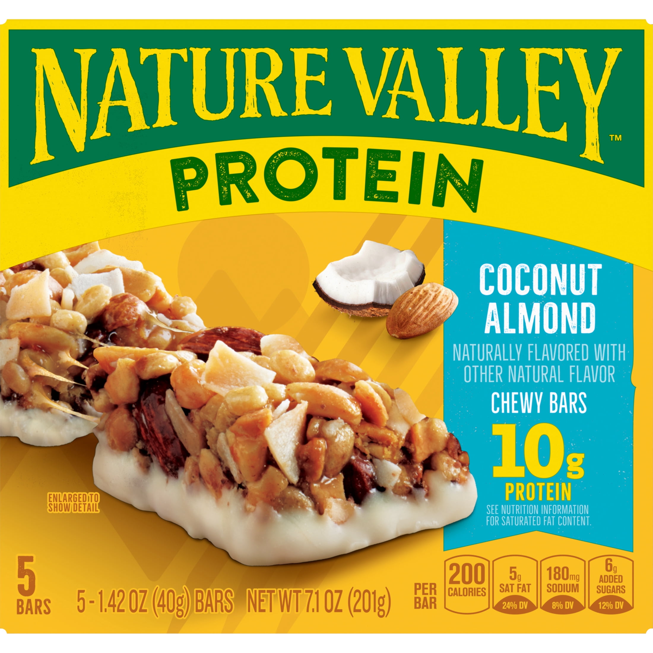 (12 pack) Nature Valley Protein Chewy Snack Bars, Coconut Almond, 5 Bars, 7.1 oz