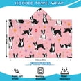 thumbnail image 2 of Boston Terrier Dogs and Flowers Hooded Bath Towel，60"x35" for Ages 3 To 12 Kids, Quick Dry Lightweight Soft Microfiber Hood Beach Towel Cover Up for Kids, 2 of 7