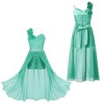 thumbnail image 6 of LiiYii Junior Bridesmaid Dress Kids Girls One Shoulder Sequins Dress Wedding Prom Dance Party Romper Gown Mint Green 16, 6 of 7