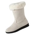 thumbnail image 2 of Women's Slip on Knee High Boots, Plus Size Warm Fleece Lined Side Zipper Round Toe Winter Boots with Breathable Upper and Non Slip Sole, Cozy Footwear for Cold Weather Daily Wear, 2 of 6