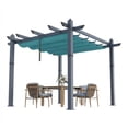 thumbnail image 7 of Petyee 10ft x 10ft Outdoor Retractable Aluminum Pergola, Modern Outdoor Trellis with  UPF 50+ Waterproof Canopy,Gray Wood-Grain Finish,Blue canopy, 7 of 7