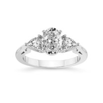 2 Carat IGI Certified Oval Shape Lab Grown Diamond Engagement Ring | 14K White Gold | Leona Three stone Side Pear Shape Lab Diamond Ring | FG-VS1-VS2 Quality Friendly Diamonds