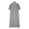 thumbnail image 6 of Summer Saving Wycnly Dresses for Women 2024 Loose Fashion Button Down Breathable Cotton Linen Shirt Maxi Dresses with Pockets Striped Print Short Sleeve Lapel Long Formal Dresses for Women Black XL, 6 of 6