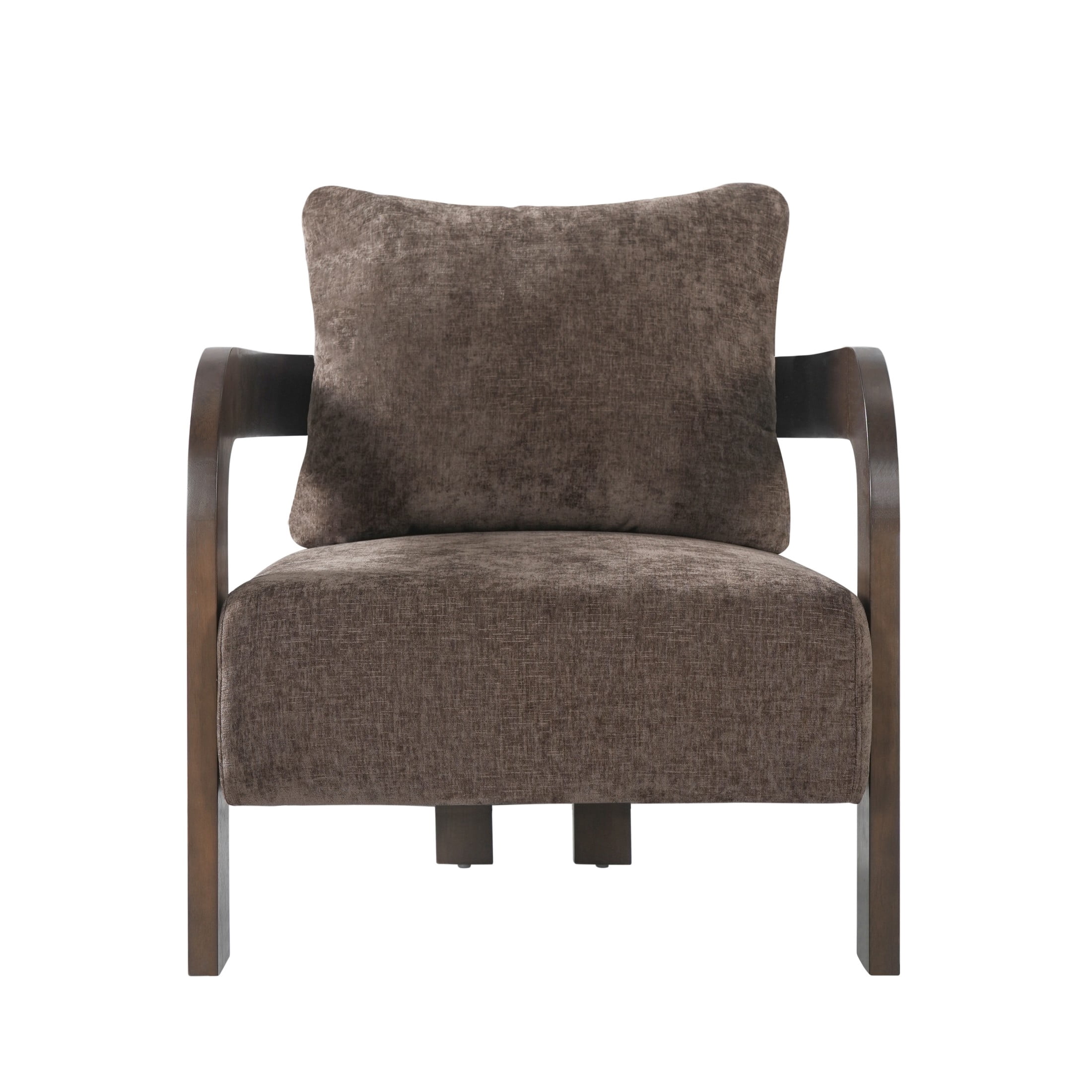 Christopher Knight Home Modern Upholstered Curved Accent Chair with Square Loose Back Pillow, Brown