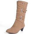 thumbnail image 4 of Botas a media pantorrilla a la moda para mujer, botas con hebilla, tacón grueso, informales, punta redonda, WSH3476, novedad de 2024, 4 of 5