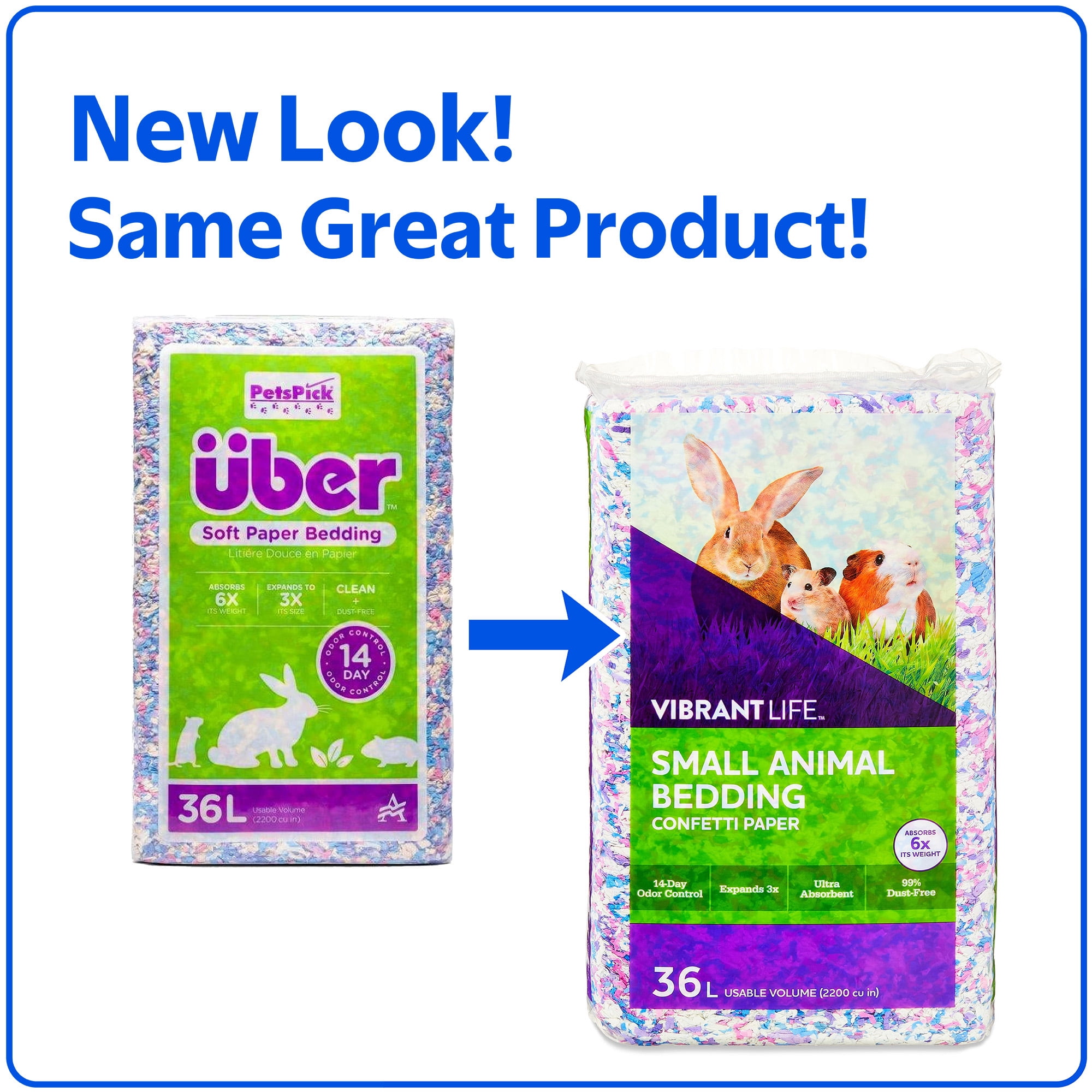 (4 pack) Vibrant Life Small Animal Bedding, Confetti Paper, 36 L Bag