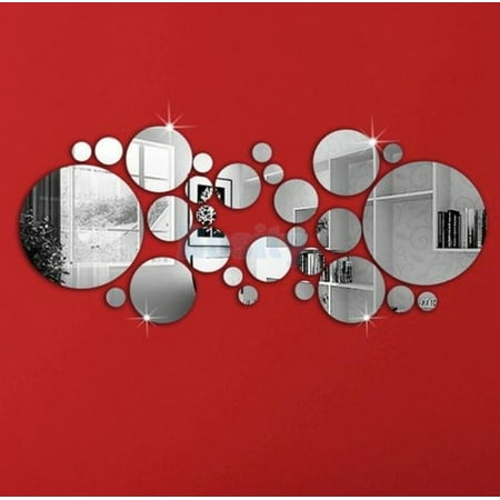 30pcs Set 3d Modern Mirror Wall Stickers Silver Acrylic Diy Mural Decal Home Office Art Decor Removable Canada 30pcs Set 3d Modern Mirror Wall, Mirror Set Wall Decor Canada