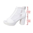 thumbnail image 7 of Rokment Mesh Dressy Boots Platform High Heels Sandals for Women Ladies Sexy See Through Peep Toe Chunky Block Heeled Dress Shoes Spring Summer Fall White Size 6, 7 of 7