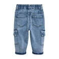 thumbnail image 2 of KIDSCOOL SPACE Baby Jeans,Little Toddler Kids Elastic Waist with D-ring Stretch Cargo Denim Pants,Light Blue,18-24 Months, 2 of 6