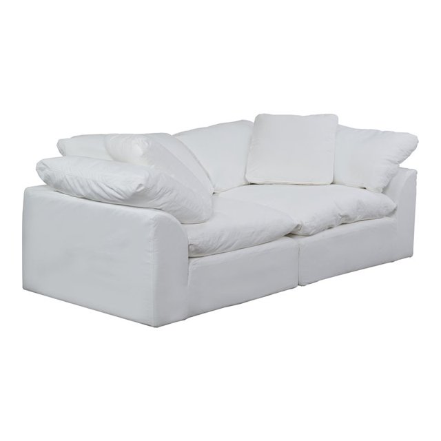 Sunset Trading Cloud Puff Tissu Housse pour 2 Pièces Grande Causeuse en Blanc