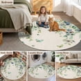 thumbnail image 6 of Spring Floral Round Living Room Rugs 8 ft, Watercolor Blue Flower Rustic Eucalyptus Leaves Retro Washable Large Area Rug with Non-Slip Sturdy Edge Binding Round Carpet for Dining Room Kitchen Office, 6 of 9