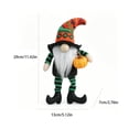 thumbnail image 3 of Halloween Faceless Gnome Doll, Striped Long-Leg Witch Hat with Broom Figurine, Spooky Tabletop Ornament for Home Party Home Shelf Mantel Decor, 3 of 6