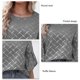 thumbnail image 2 of Blusa de manga corta con cuello redondo y volantes para mujer, camisa estampada, camisa holgada de verano, gris XXL, 2 of 6