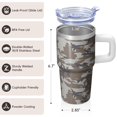 thumbnail image 3 of Leak-Proof 20oz Double Wall Stainless Steel Tumbler with Handle, Geometric Texture Insulated Travel Coffee Mug and Straw, 3 of 5