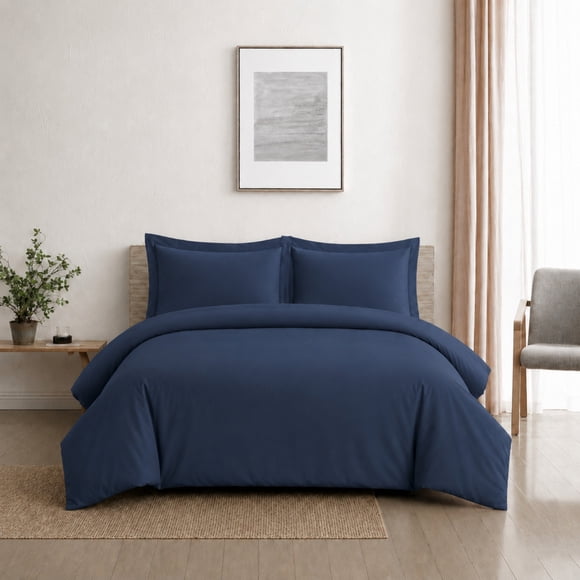 Swift Home Ultra Soft Solid Duvet Cover Set, Queen, Indigo