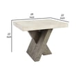 thumbnail image 5 of Inn 28 Inch Square End Table, Crossed Legs, Wood Grain Detail, Gray, Beige, 5 of 5