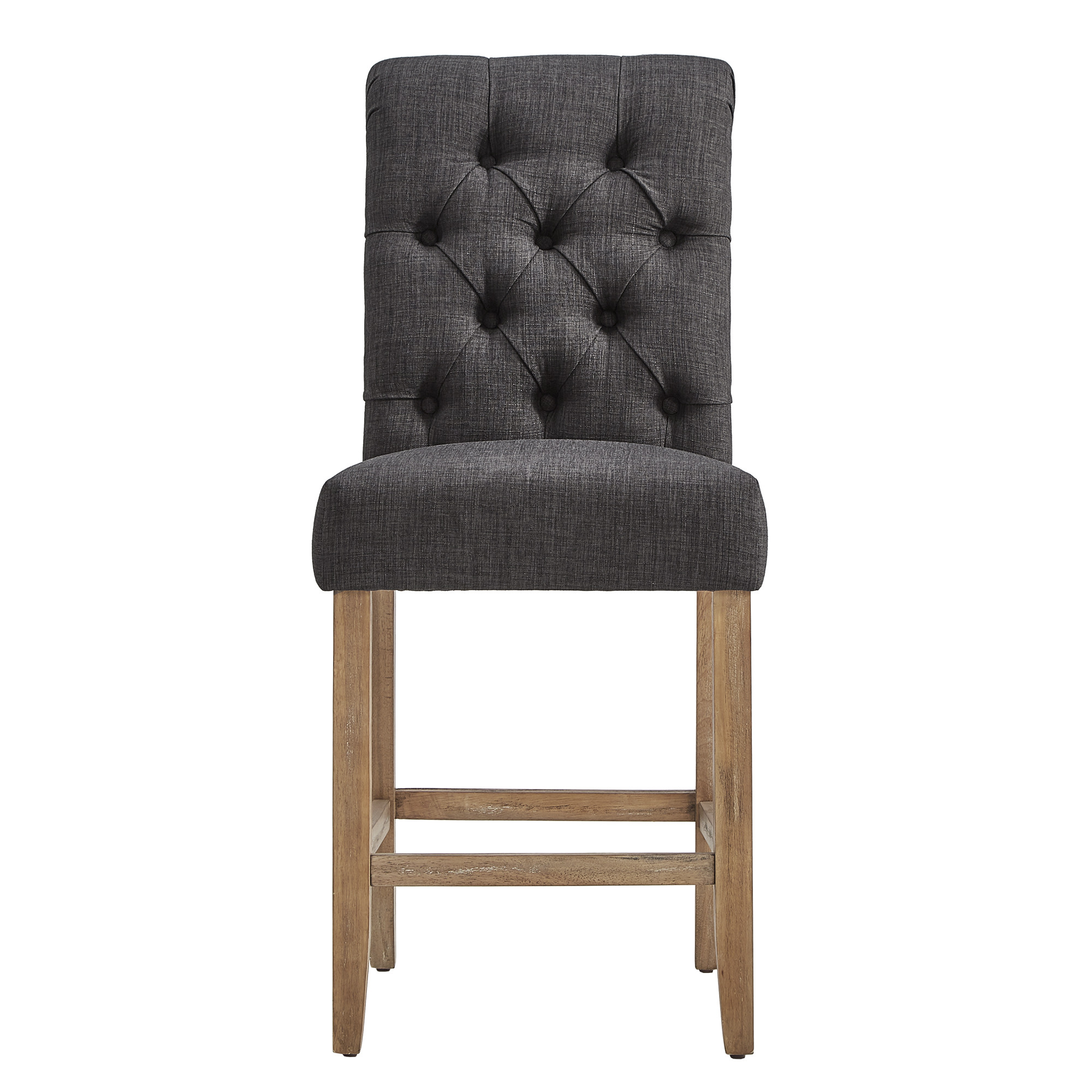 Weston Home Santine Tufted Rolled Back 24" Counter Height Stools, Set of 2, Dark Grey