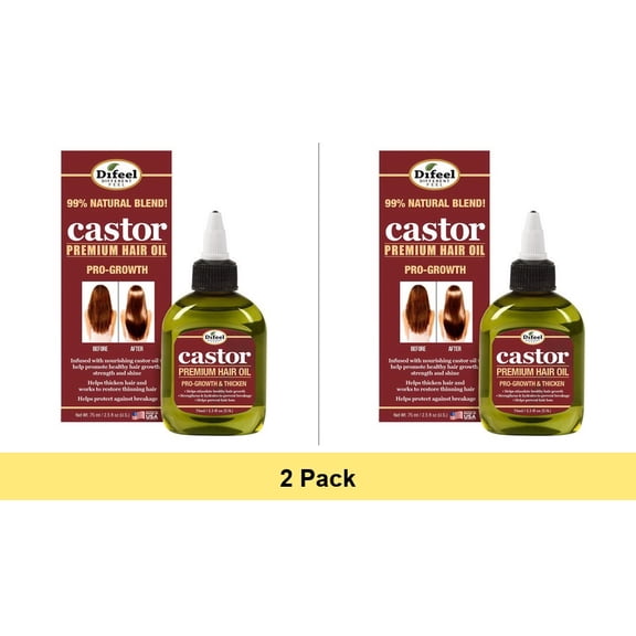 Difeel 99% Natural Blend Pro-Growth Castor Premium Hair Oil - 2 Pack