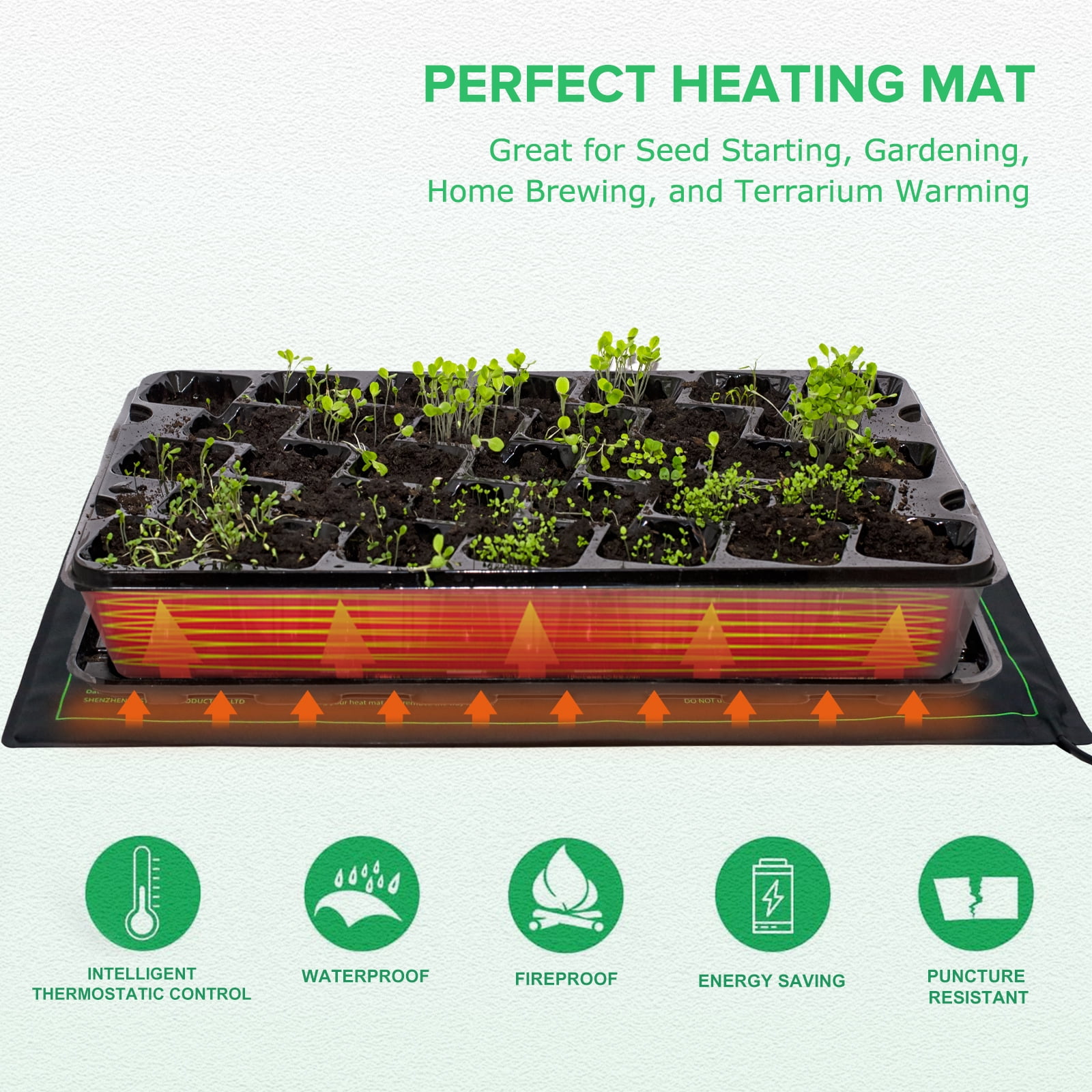 EAGLE PEAK 2 Pack Seedling Heat Mat Durable Waterproof 10" x 20", UL & MET-Certified Heating Pad for Seed Starting and Germination