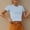 Blue, variant on JGGSPWM Short Sleeve Crop Tops for Women Trendy Cotton Crew Neck Slim Fitted Tees Basic Tshirts Tight Cropped T Shirts Black M