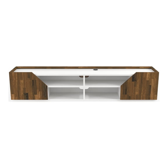 Furniture of America Hart Wood 4-Shelf Floating TV Console in White