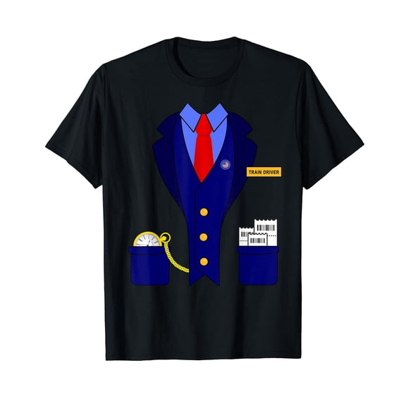 Funny Train Driver Conductor Model Railway Railroad Costume T-Shirt Black Tee