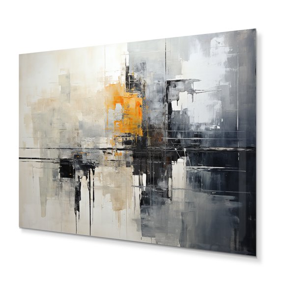 Designart "Grey composition Reflections I" Abstract Collages Metal Art Print