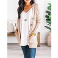 thumbnail image 5 of VISALY Long Cardigans Button Down Cardigans Front Womens Sweaters Pockets Coat Long Knit Open Sleeve Cardigan Patchwork Women's Coat Crochet Cardigan Trendy Cardigan Pink M, 5 of 9
