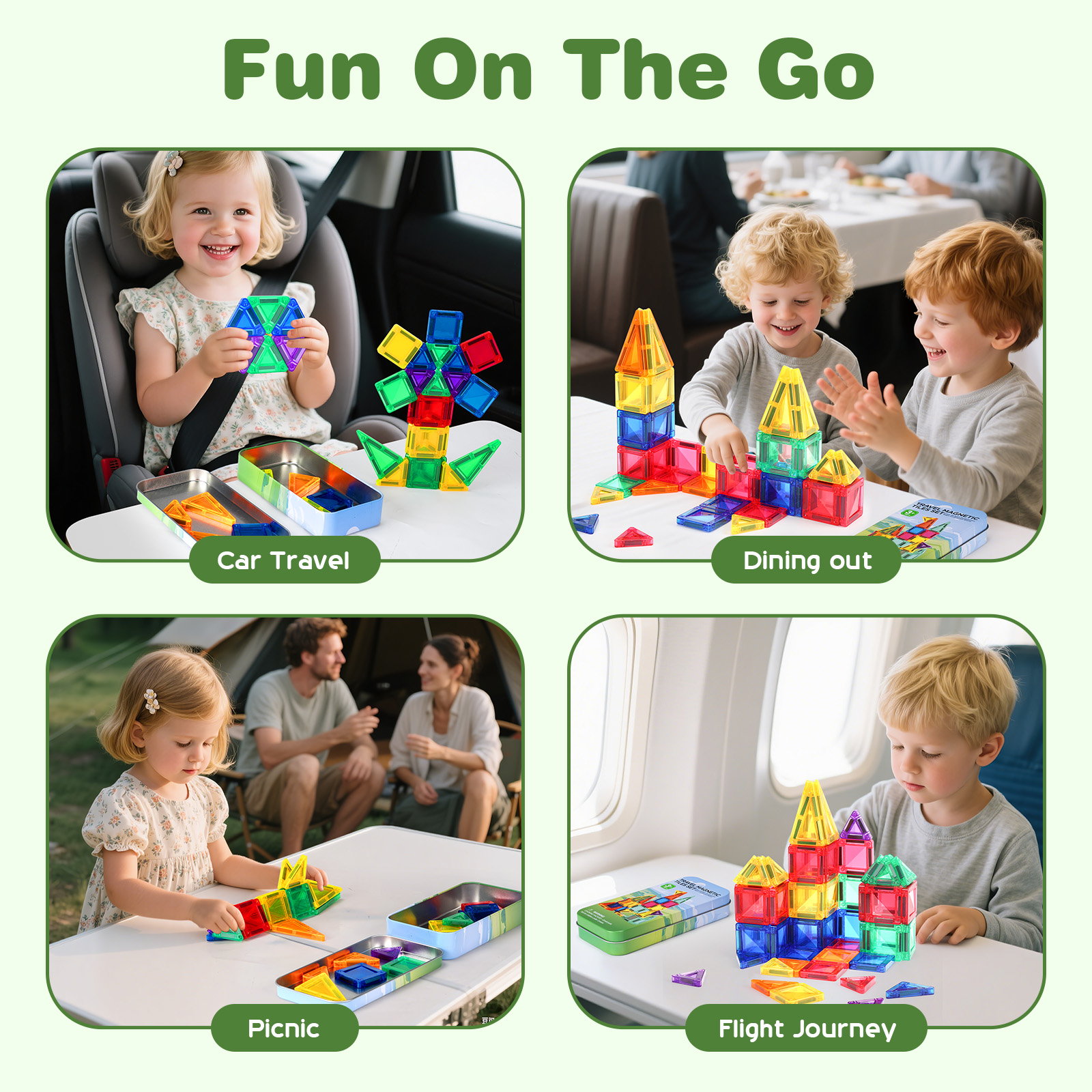 FunMagic 32-Piece Mini Magnetic Tiles Travel Set photo 8