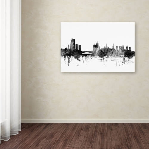 Trademark Fine Art "Leeds England Skyline B&W" Canvas Art by Michael Tompsett
