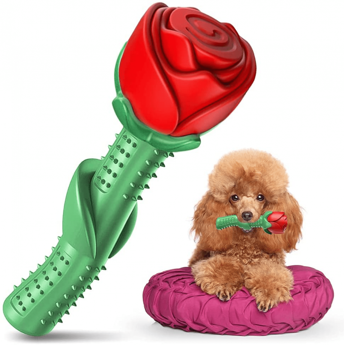 red rose dog toy