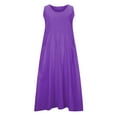 thumbnail image 7 of cocolona Womens Summer Linen Dress Sleeveless Casual Tank Long Dress Beach Solid Color Loose Sundress with Pockets, 7 of 7