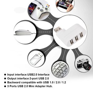 Multi Port Hub Usb Hub Abs Usb Hubs Ports Usb 2.0 Mini Rotate Splitter Adapter Hub For Pc Notebook Laptop Black