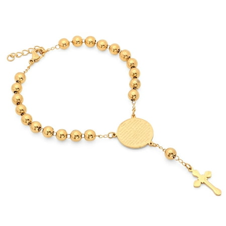 Hmy Jewerly 18k Gold Plated Padre Nuestro Rosary Br