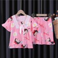 thumbnail image 1 of Conjunto de pijama de manga corta con lazo para niños, ropa de casa de dibujos animados, My Melody, Cinnamoroll, serie Sanrios, verano, dos piezas, regalos, 1 of 4