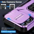 thumbnail image 4 of Allytech Rugged Case for iPhone 13, [Slide Camera Cover] [360° Rotating Kickstand] [Military Protection] [Magnetic Car Mount] Non-Slip Anti-Scratch Shockproof Heavy Duty Case - Purple, 4 of 8