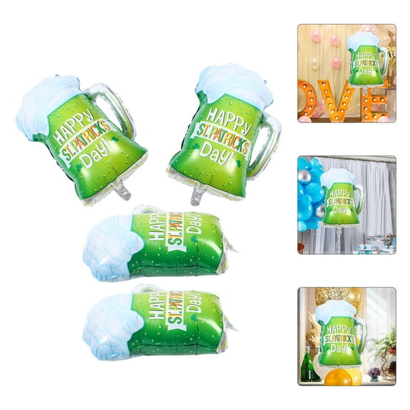 GOOHOCHY St Patrick's Day Balloon Party Decorations Aluminum Film Balloons Assorted Color Beer Glass Design