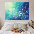 thumbnail image 5 of Dreamy Watercolor Wildflower Tapestry, Gradient Blue Background with Bubbles Wall Hanging, Aesthetic Whimsical Floral Art Tapestry for Bedroom Living Room Dorm, 60x40in, 5 of 7