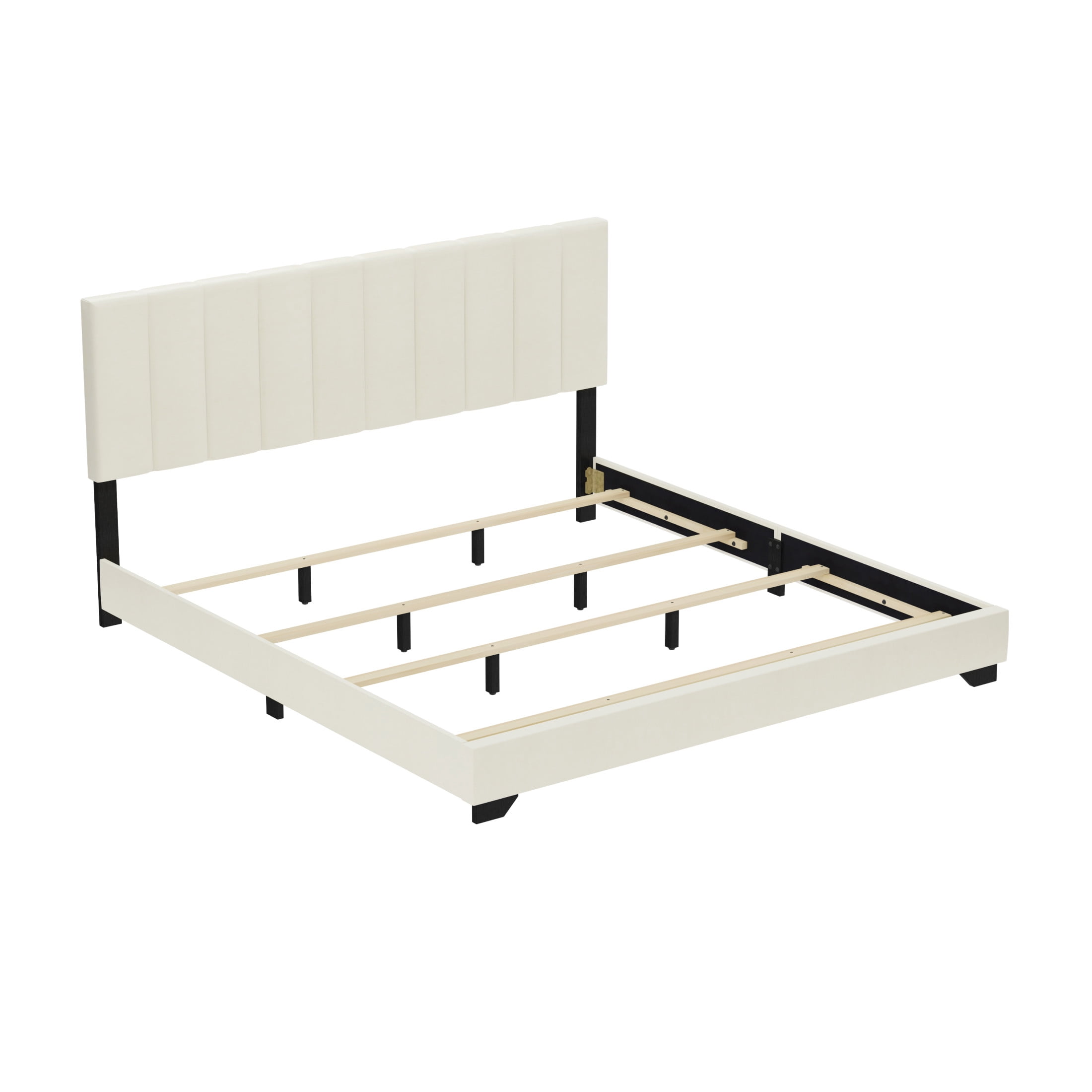 Reece Channel Stitched Upholstered King Bed, Ivory, by Hillsdale Living Essentials