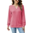thumbnail image 5 of TEMOFON Womens Casual Long Sleeve V Neck Sweatshirts Cute Loose Fit Lightweight Pullover Tops for Womens Clothes Fall Shirts Tunic Tops Trendy Blouses, 5 of 8