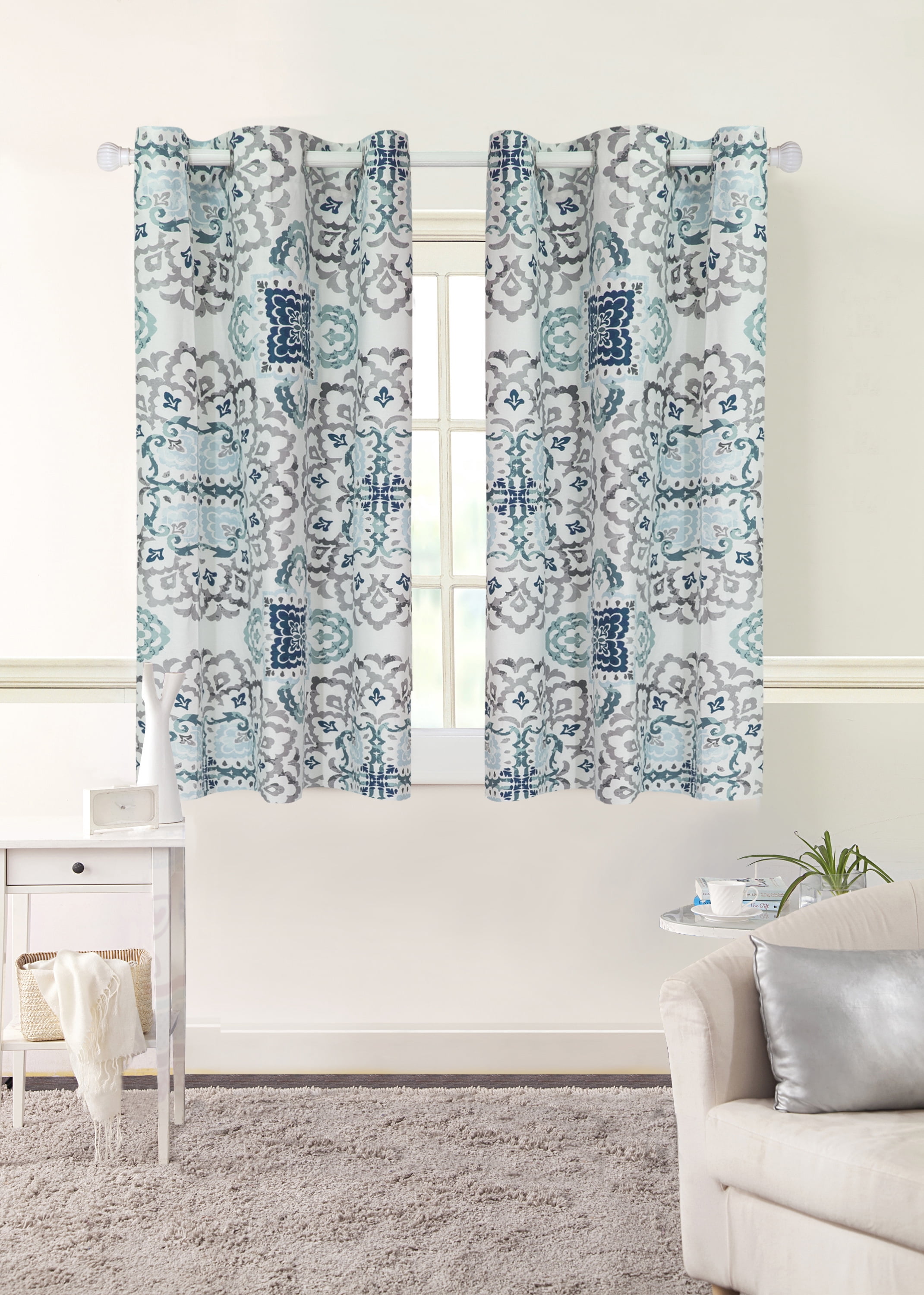 Better Homes & Gardens Gray Carved Medallion Single Window Curtain Panel, 40” x 54” (1 Panel)