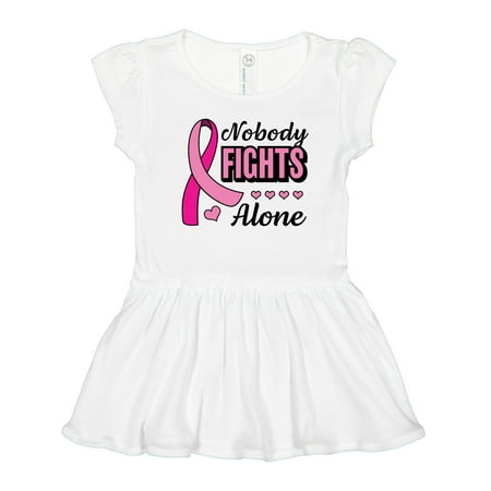 

Inktastic Breast Cancer Awareness Nobody Fights Alone Pink Ribbon Gift Toddler Girl Dress