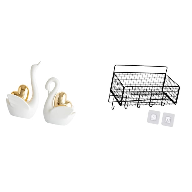estatua de cisne,Estatuas y figuras de cisnes de cerámica modernas Esculturas,Cesta de almacenamiento colgante,Cesta de almacenamiento para gabinete organizador de pared colgante,Estantes de