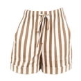 thumbnail image 4 of Only Moment Womens Shorts Cotton Striped Shorts High Waisted Summer Workout Lounge Shorts with Pockets Womens Shorts Casual Khaki,L, 4 of 4