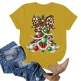 thumbnail image 5 of idosla Faux Glitter Green Floral Christmas Tree with Red Dots Bow Shirt for Women Teens and Girls (Yellow, L), 5 of 6