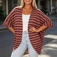 thumbnail image 7 of Cmfcve Womens Plus Size Kimono Cardigans Striped Open Front 3/4 Sleeve Shirts Lightweight Casual Cover Up Tops, 7 of 7