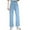 #360-Light Blue, variant on Roncen Women's Solid Color Straight Leg Stretch Denim Pants - Spring Summer Elastic Waist Dance-Friendly Versatile Trousers with Comfort Fit