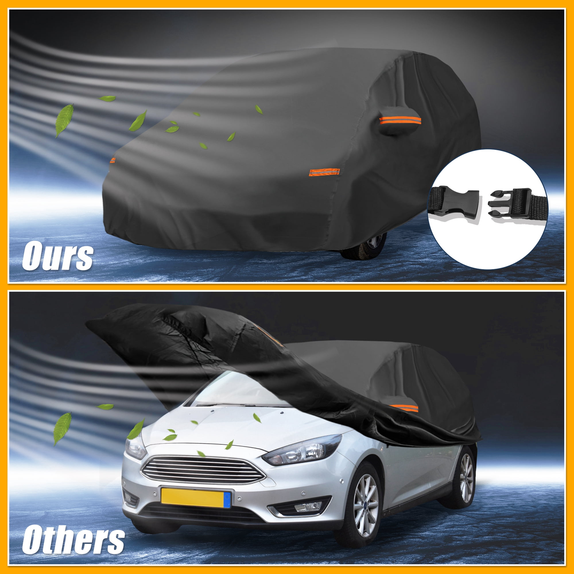 Unique Bargains UV-Resistant Car Cover Black for Ford Focus Hatchback 2010-2022