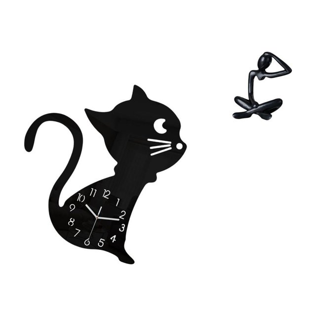 Reloj de pared con forma de gato, bonito reloj de pared para guardería, sala de juegos, escritorio interior, figura de pensador, escultura abstracta,